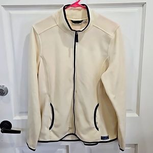 Ladies L.L. Bean Cream zip up light weight fleece jacket